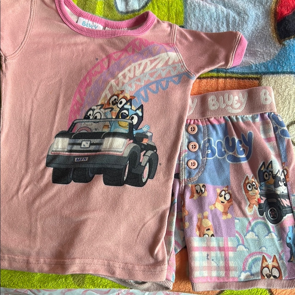 Bluey Pink and White Kids Pajama Set